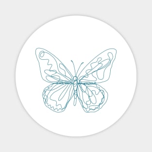 Scribble Butterfly Line Drawing Blue Magnet